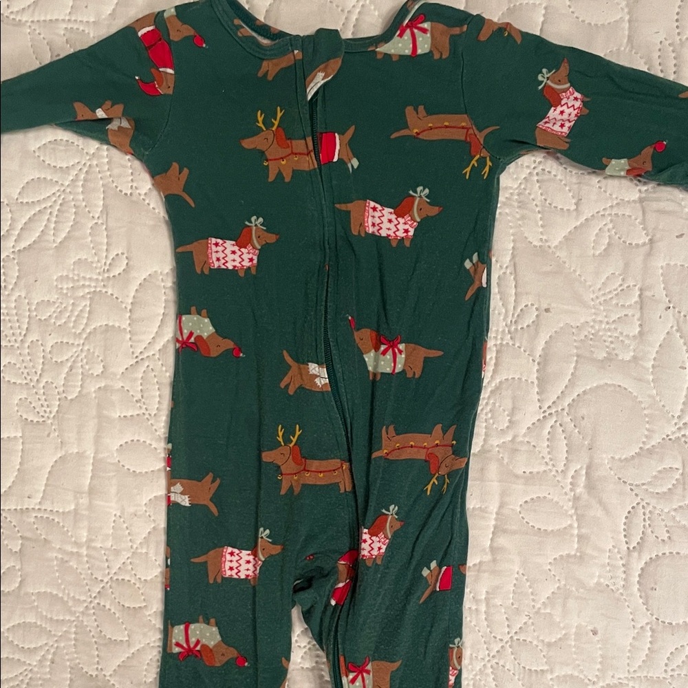 Green Reindeer Print Kids One Piece